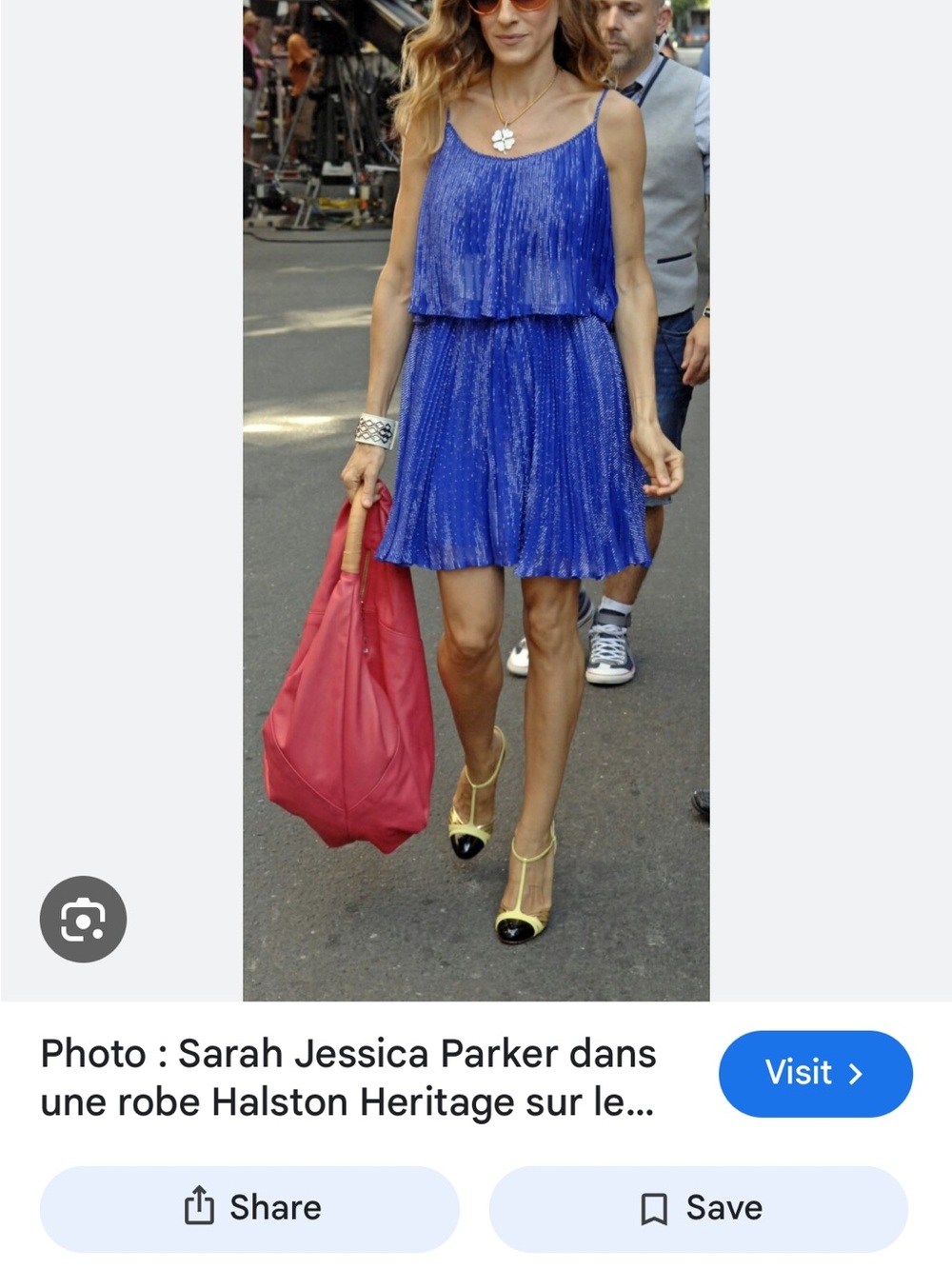 Halston Heritage Royal Blue Pleated Spaghetti-Strap Mini Dress